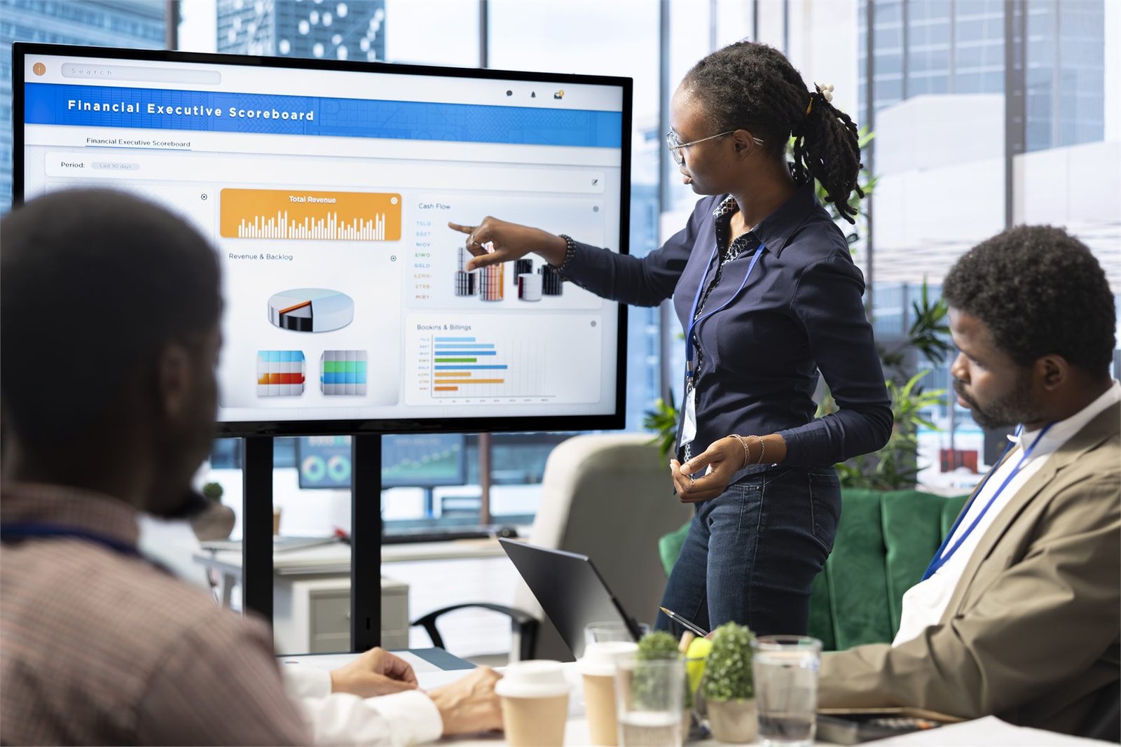 Business growth and valuation data visualised on screen